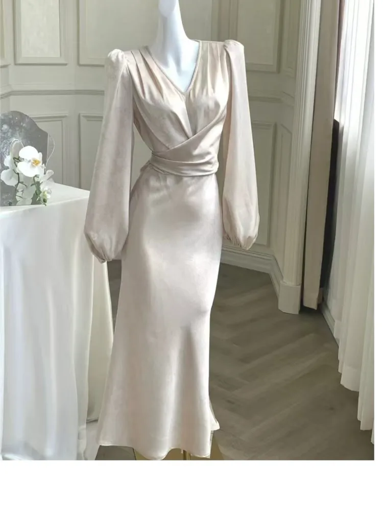 Женское элегантное Пятнистое платье миди с принтом Осеннее приталенное вечернее