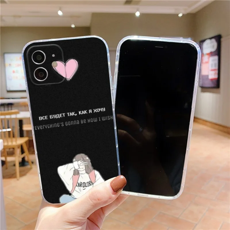 russian quote slogan Phone Case FOR IPhone 14 13 12 11 Pro Plus X 13 Pro MAX XR XS MINI Transparent Covers