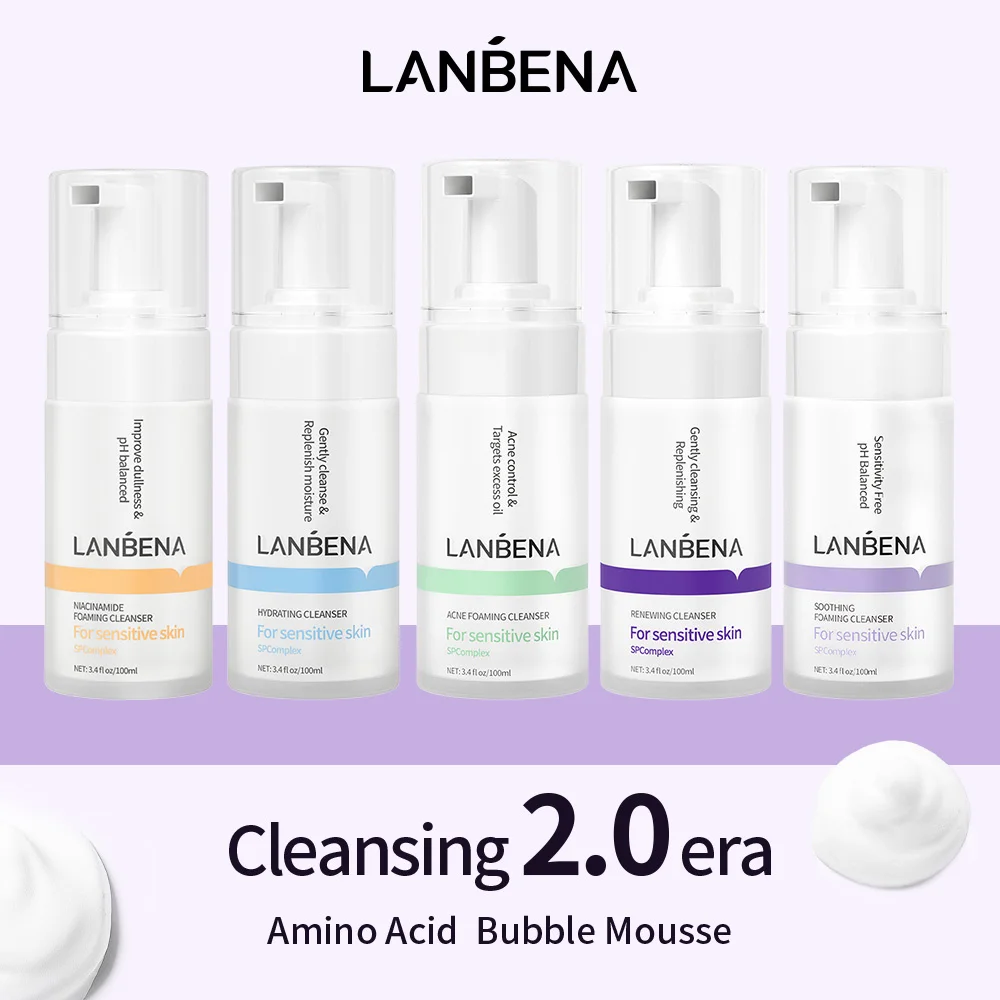 

LANBENA Facial Mousse Foaming Cleanser Niacinamide Gentle Cleaning All Skin Types Smooth Moisturizing Unclog Pores Face Cleaner