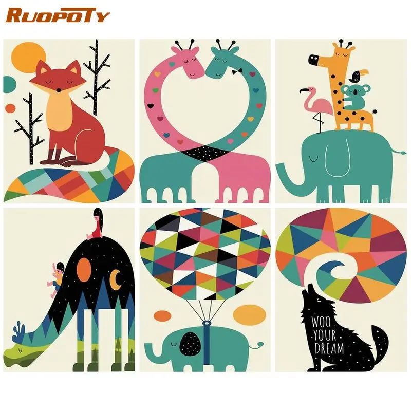 

RUOPOTY 40x50 Painting By Numbers Diy Handpainted Pictures By Numbers Animals Drawing By Number Living room decorating