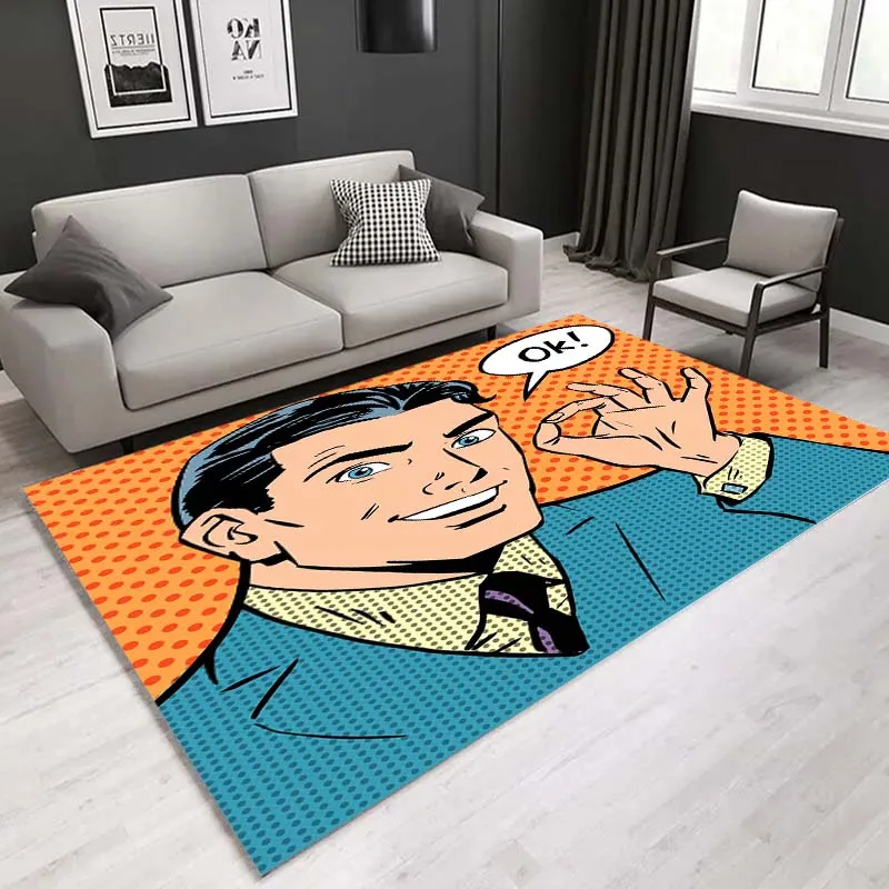 

Ковер POW с изображением персонажей из комиксов и граффити, ковер для спальни, удобный и мягкий ковер для гостиной, предпочтительный домашний подарок для друзей, коврики