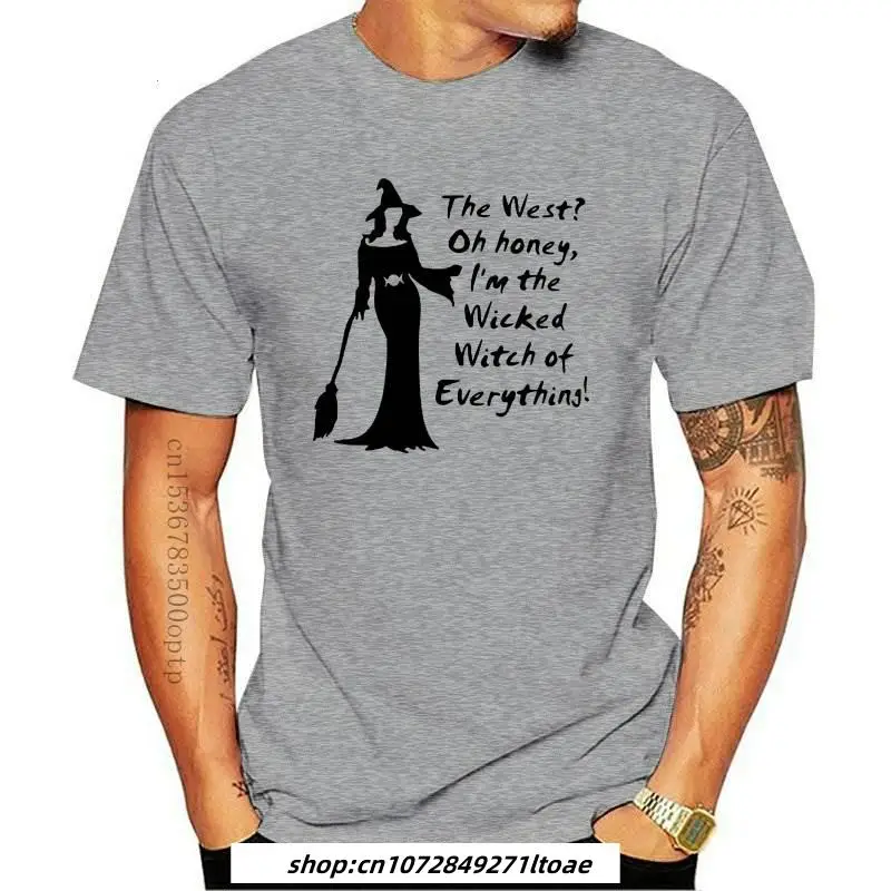 

Мужская одежда, популярная рубашка на Хэллоуин с изображением Запада, о, меда, я Плохая Ведьма из всего, хлопковые хипстерские футболки графического гранжа, Tumblr