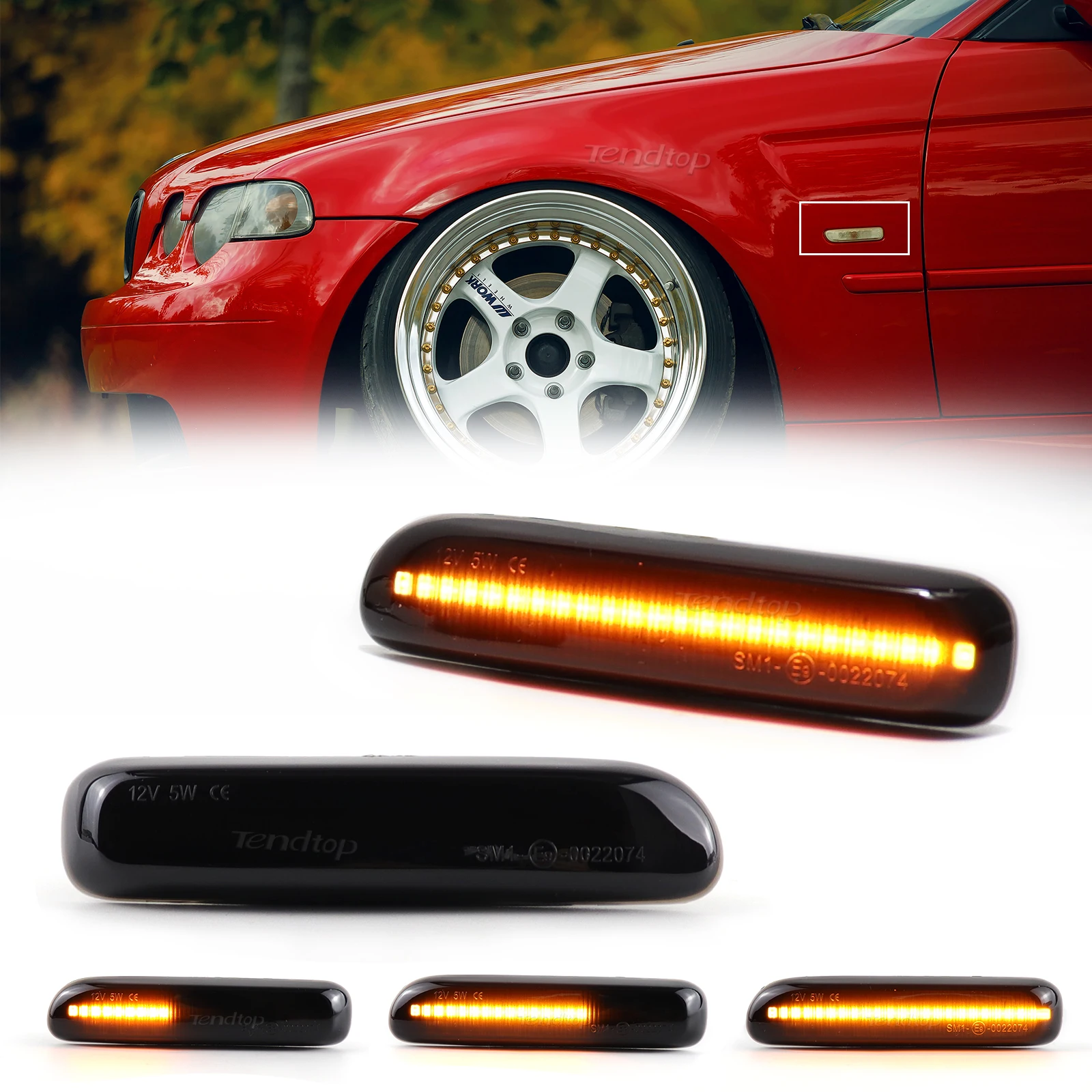 LED Dynamic  Side Marker Flowing Turn Signal Light Indicator Blinker  For BMW E46 3 Series Limo Coupe Compact Cabriolet Touring