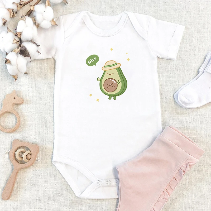 

Cartoon Avocado Cute Fruit Print Newborn Baby Boys Girls Rompers Baby Rompers Newborn Clothes Baby Rompers Cute Girls Rompers