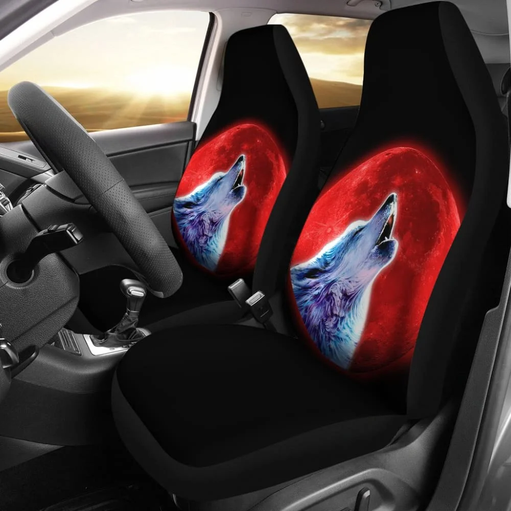 

Red Moon Wolf Car Seat Covers,Pack of 2 Universal Front Seat Protective Cover