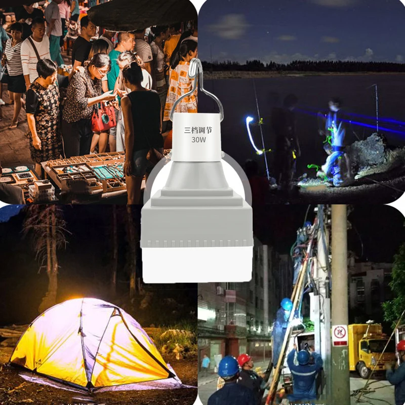 Фонарь туристический Аккумуляторный с крючком 30 Вт USB