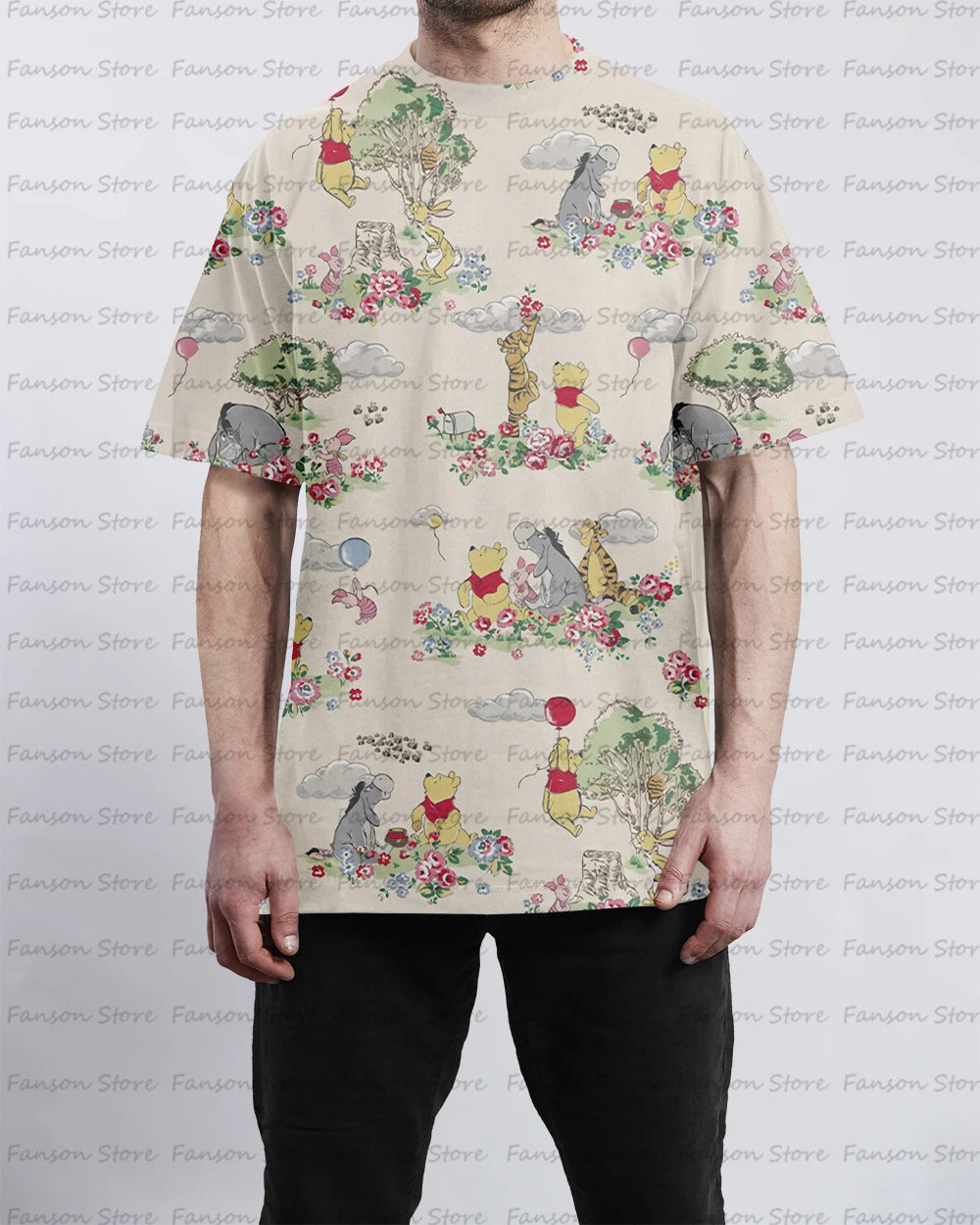 Футболка мужская с круглым вырезом мультяшный 3d-принт Винни-Пух модный