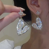 s925 silver needle love full diamond crystal earrings fashion temperament high end inlaid zircon earrings wholesale gift