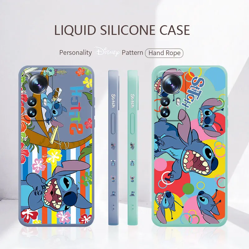 

Disney Stitch Summer Sea Silicone Liquid Funda Case for Samsung Galaxy A52 A12 A51 A32 A21s A71 4G 5G M20s F12 A50 Cell Bag