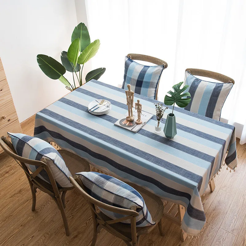 

Modern Striped Tablecloths Dirt Resistant Dining Table Coffee Table Mats Waterproof and Oil Resistant Tablecloths Home Decor