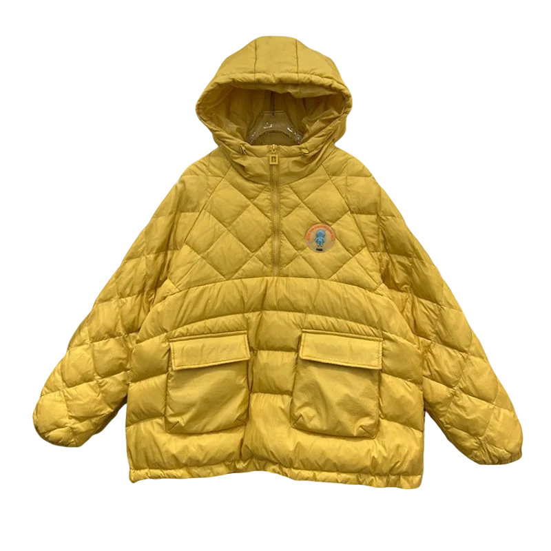 Winter 2022 New Women's Down Jacket Hooded Loose Fashion Long Sleeve Warm Coat куртка зимняя женская Chaquetas Para Mujer H590
