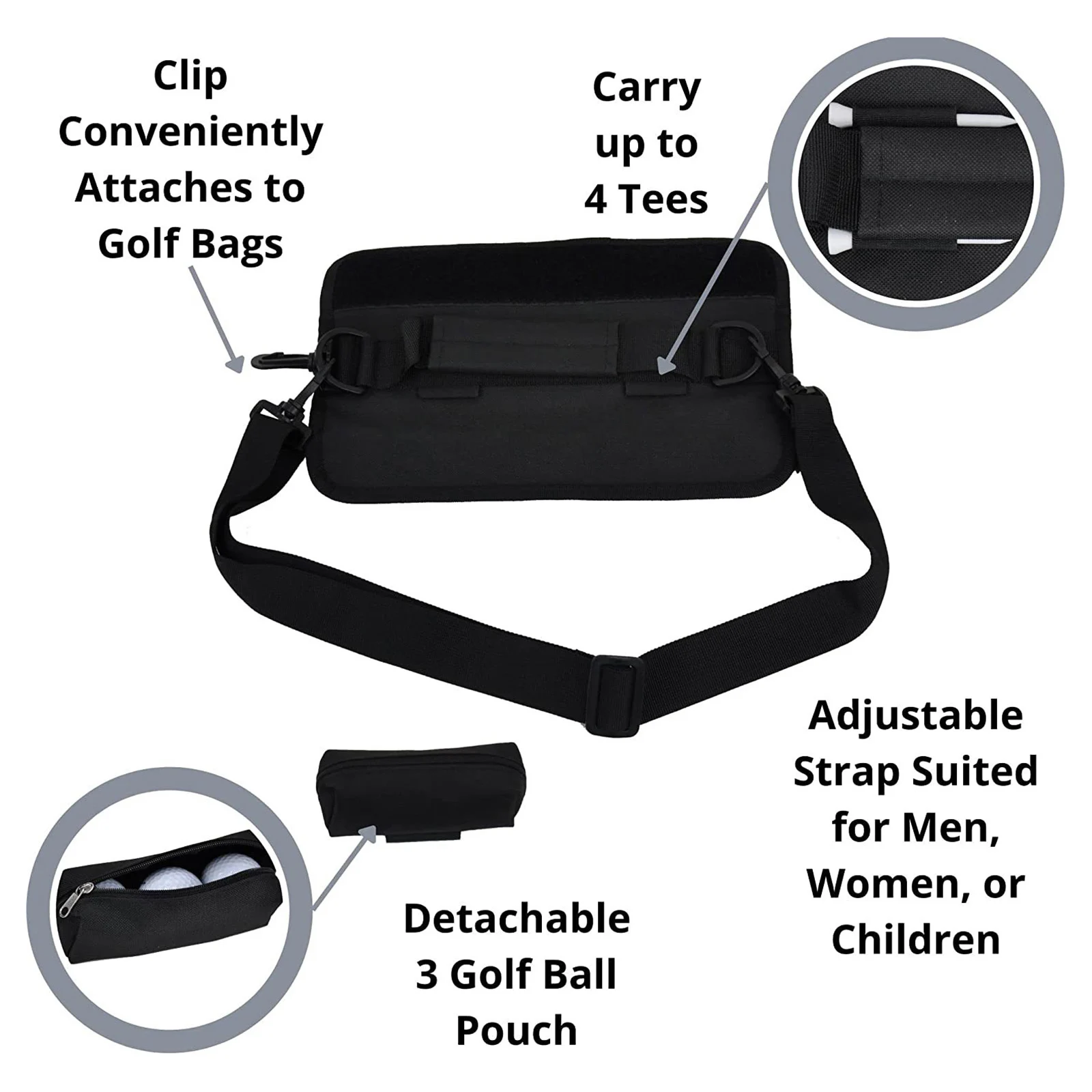Black-Golf Club Bag For Men Women Kids-Golf Club Bag With Bag Adjustable Shoulder Strap Men Women Sports Travel Handbag