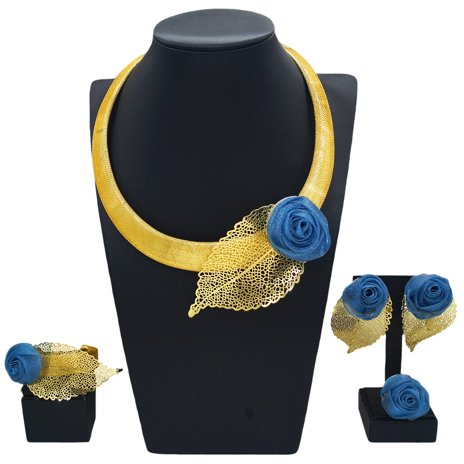 Модное ожерелье с бутонами роз серьги роскошные свадебные украшения подарок на