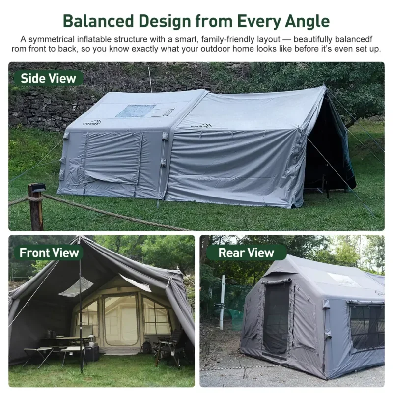 Фото 【Daria Auto Parts】 Надувная палатка Coody 8.0+Framed Foyer Air Tent - серая, из хлопковой ткани, большая, для кемпинга, цена для использования на улице №2