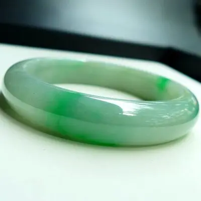 

zheru jewelry natural 54mm-62mm light green two-color Burmese jade bracelet elegant princess jewelry best gift for mother to gir