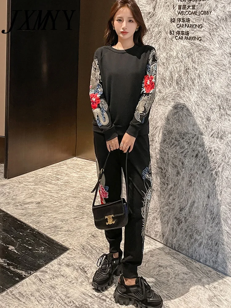 JXMYY 2022 весенне-осенний вышитый Повседневный Спортивный костюм в китайском стиле