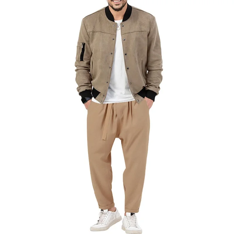 

Мужской костюм-бомбер с длинным рукавом и длинные брюки