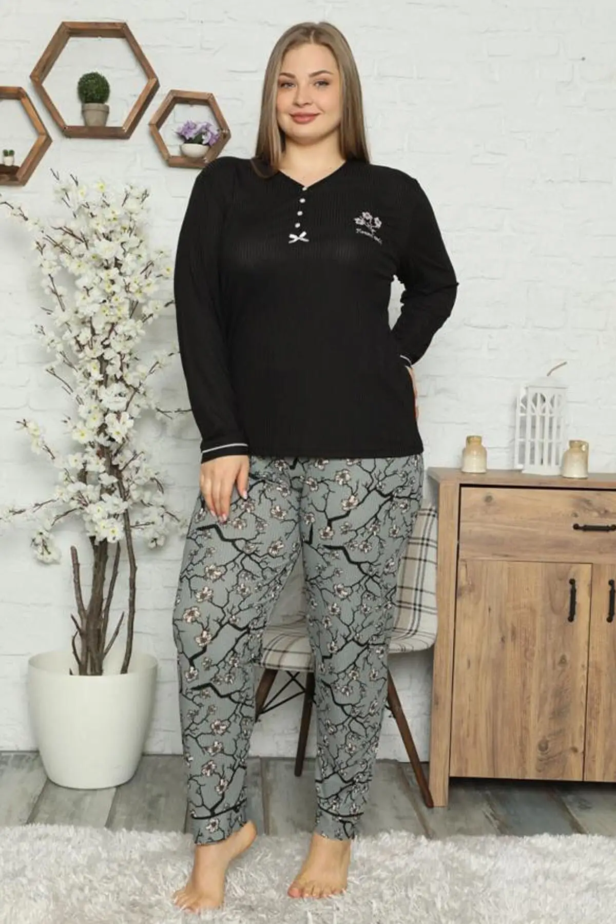 

Women's Pajamas Black Plus Size Patterned Sleepwear Sleepwear Sleepwear Nightwear Nightwear Nightwear Nightwear Casual Home Clothing