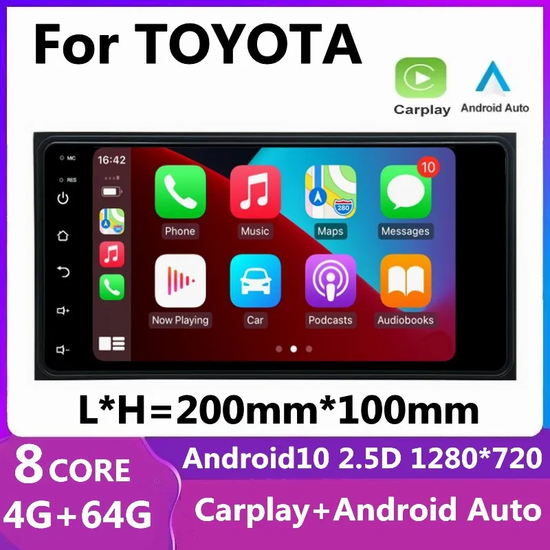 

2 din android 10 Universal Car Multimedia Radio Player CarPlay 2Din Stereo For Toyota VIOS CROWN CAMRY HIACE PREVIA COROLLA RAV4
