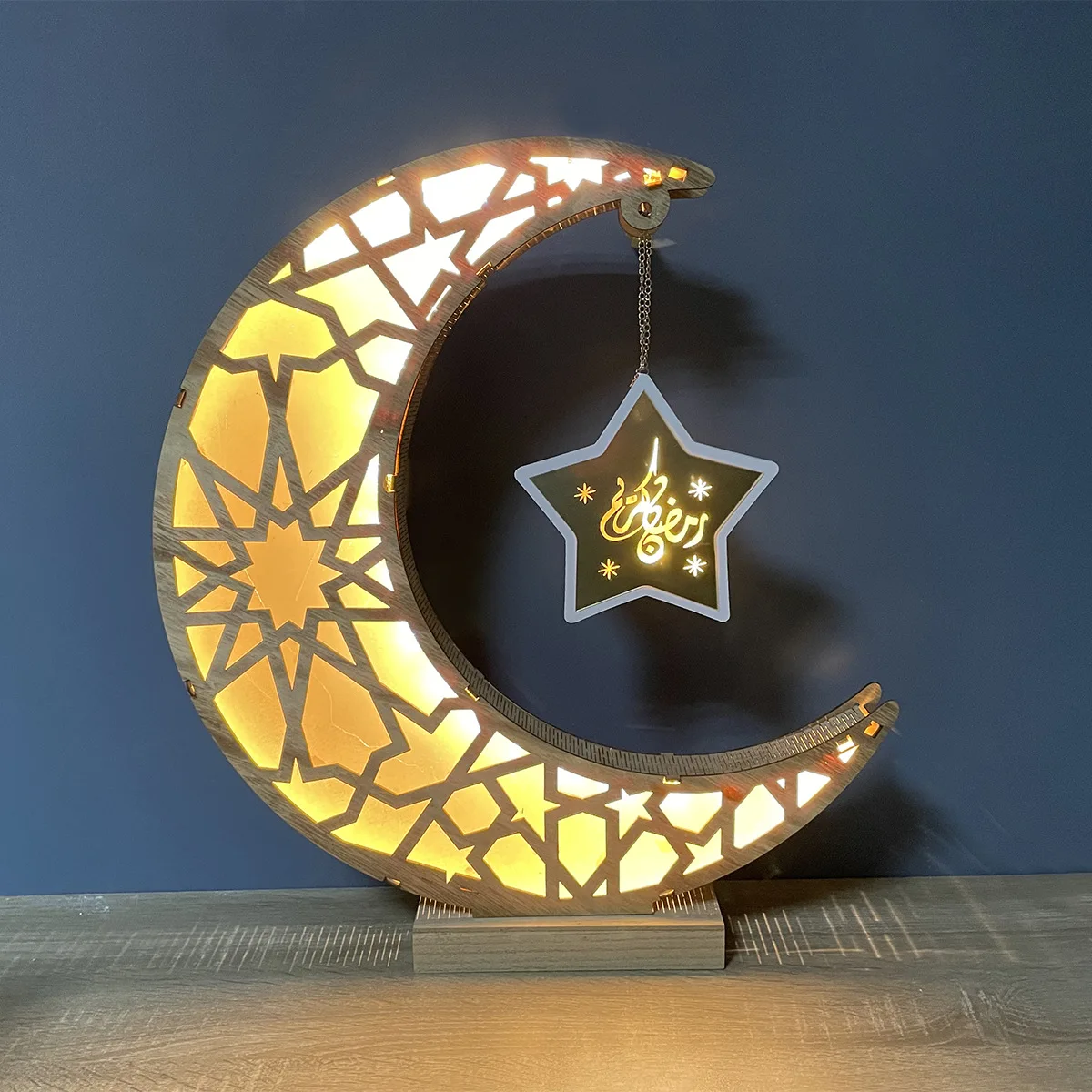 

New Ramadan Decoration Moon Lights EID LED Lights Wooden Home Crafts Ornaments