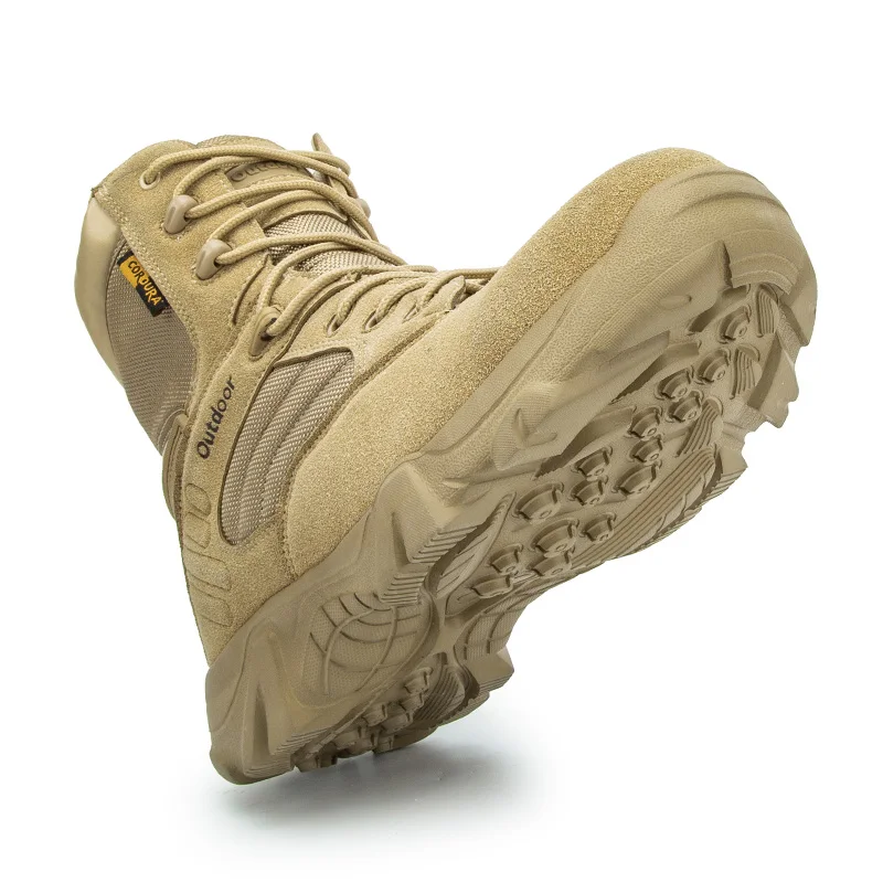 HIKEUP Men Waterproof Hiking Shoes Breathable Tactical Combat Army Boots Outdoor Climbing Shoes Non-slip Men's Trekking Sneaker