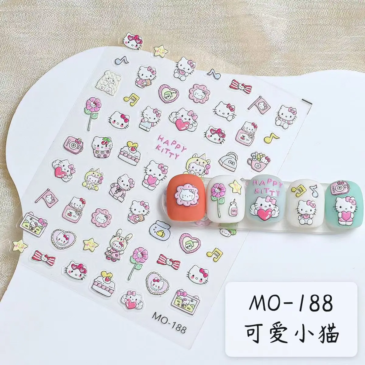 1 лист стикер для ногтей Hello Kitty