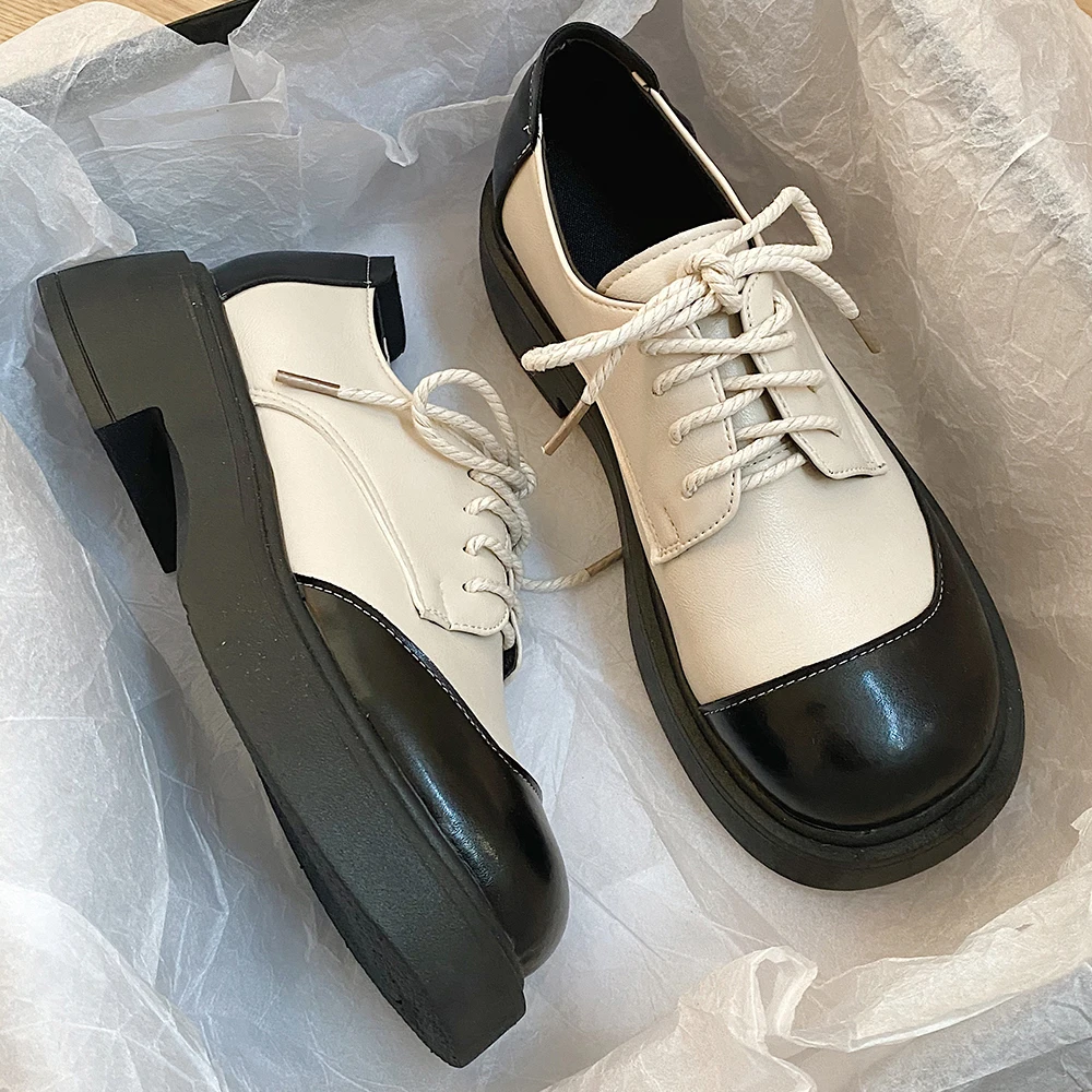 

Summer Shoes Ladies Oxfords Women's Clogs Platform Modis British Style Female Footwear Soft 2023 Leather Creepers Cute Cross Pre