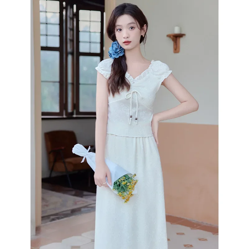 Новинка лета 2024 женская одежда модный элегантный костюм цвета хаки в французском