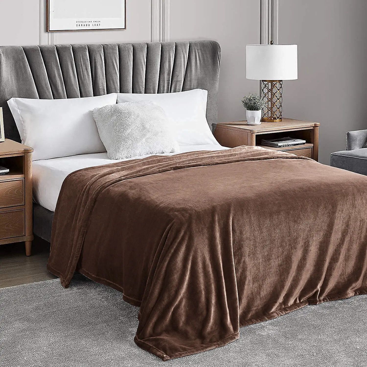 

Reversible Fleece Blanket Fluffy Soft Warm Large Sofa Bed Throw Blankets