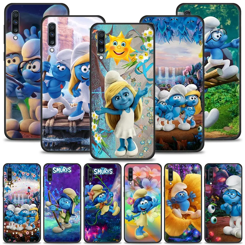 

Phone Case for Samsung Galaxy A50 A70 for Realme 8 7 6 pro Cover for MOTO G30 G9Plus One Fusion Silicon Funda The Cartoon Smurfs