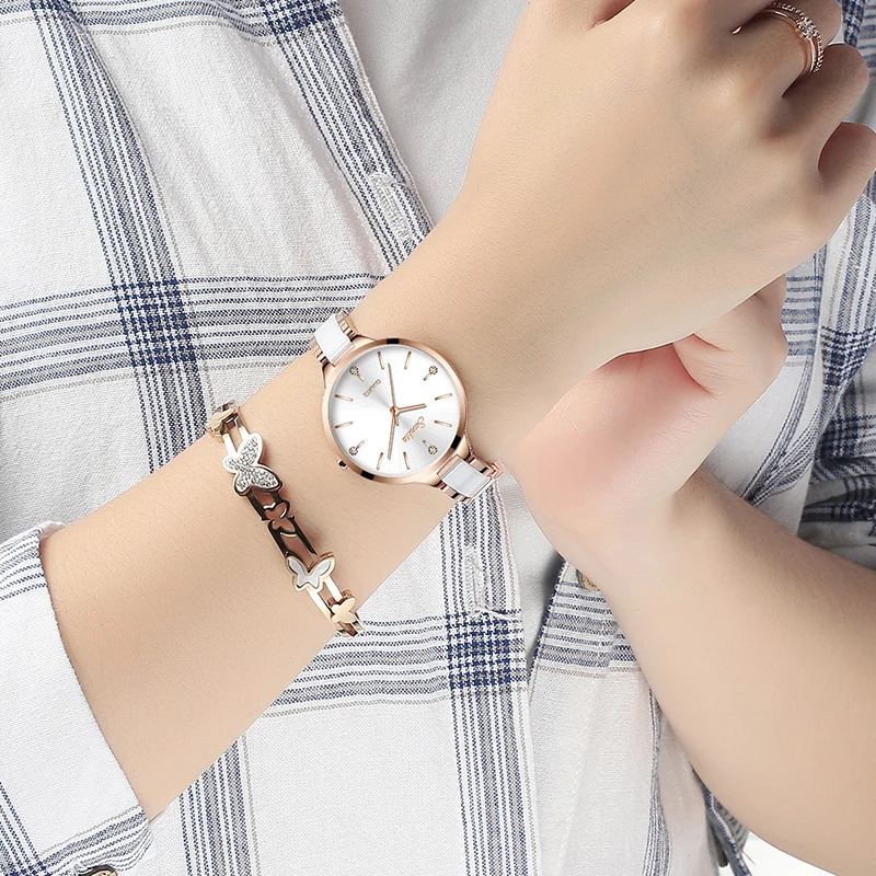 LIGE Top Brand Ladies Watch Luxury Diamond Dial Waterproof Ceramics Women Watches Fashion Quartz Women Wristwatch Montre Femmes