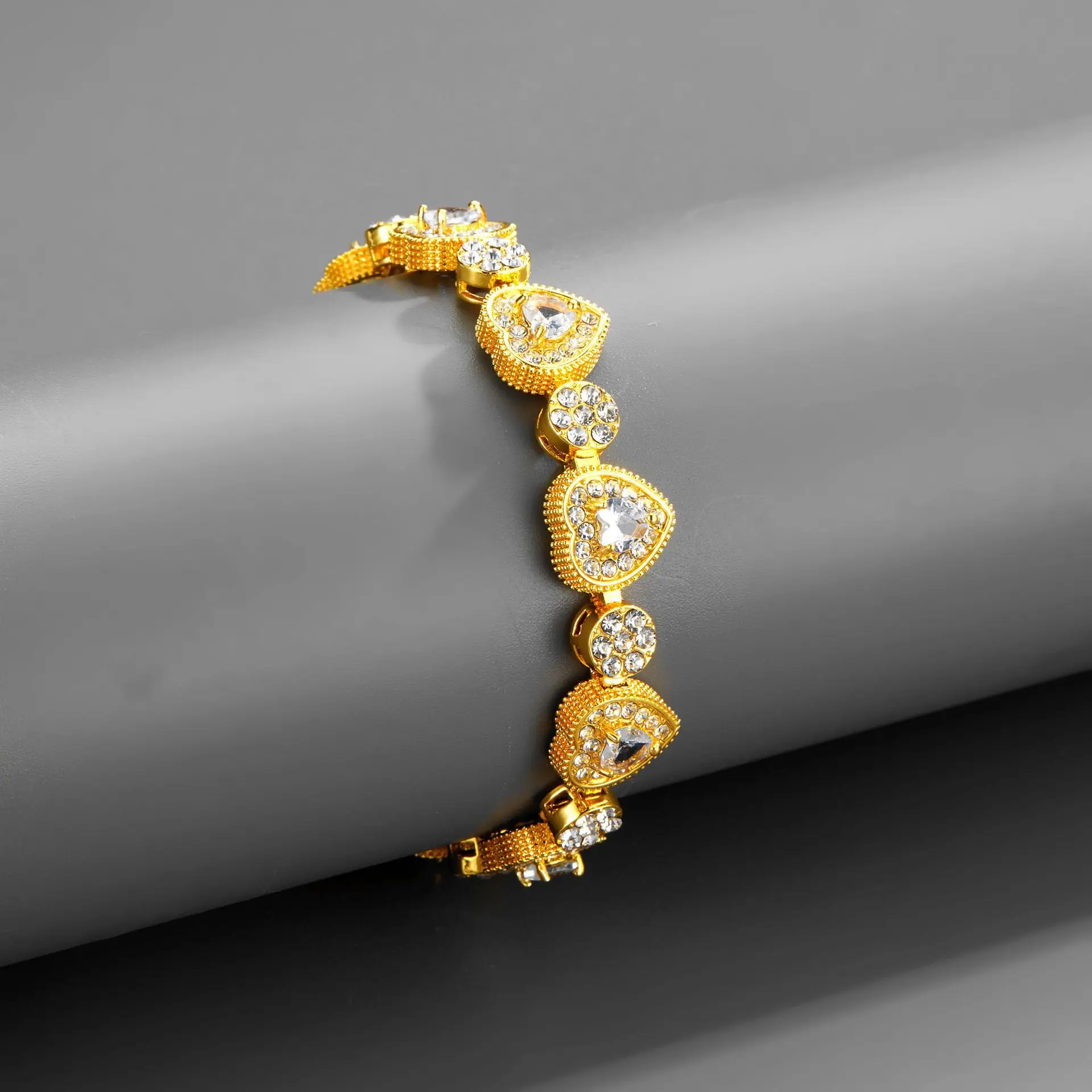 

12mm Iced Out Baguette Jewelry Round Heart Cubic Zircon Tennis Bracelet Choker Necklace Hip Hop Party Accesssories Silver Color