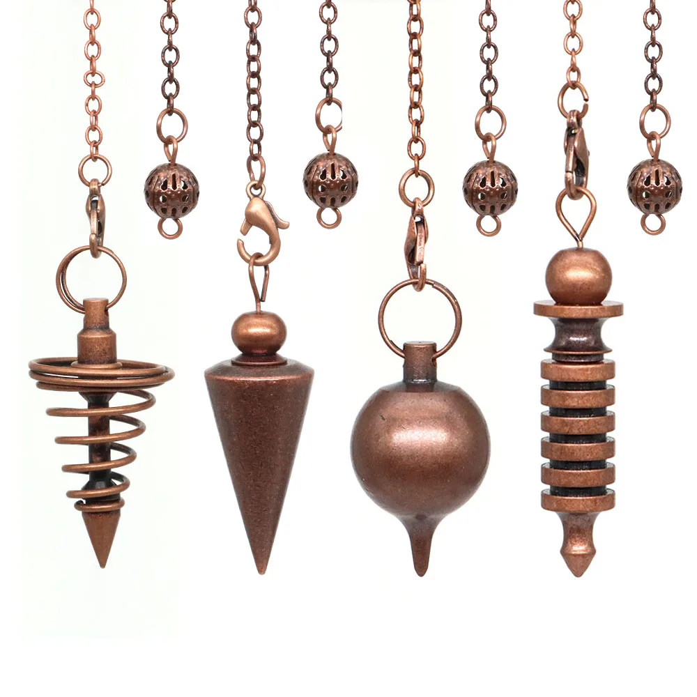 Металлический маятник для гадания подвески спиральный маленький конус медные