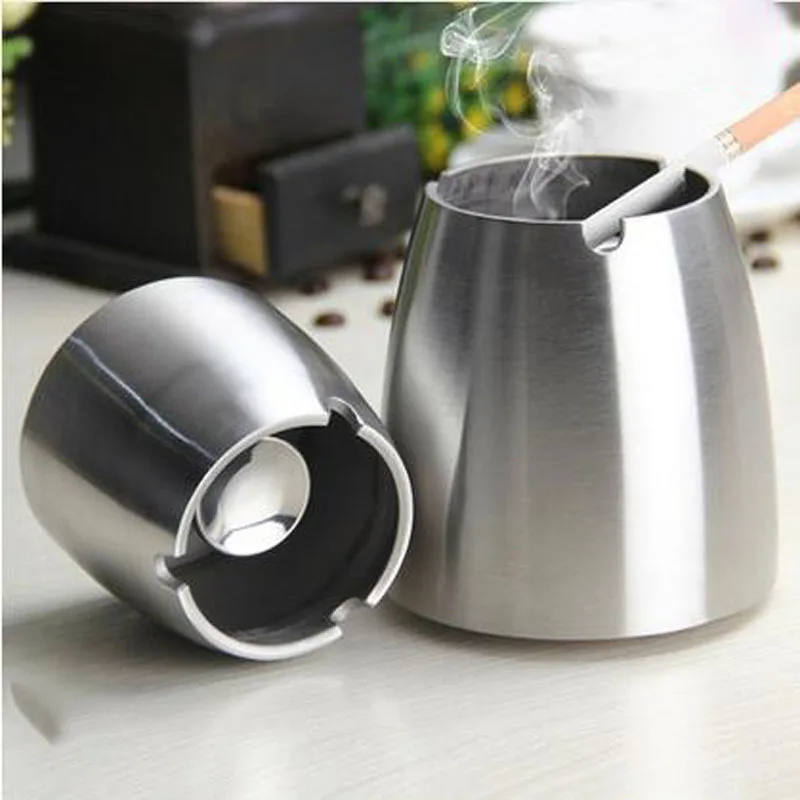 

1pcs Stainless Steel Ashtray Living Room Internet Cafe Cigarette Cup Personality Creative Windproof Thickened Metal Ashtray