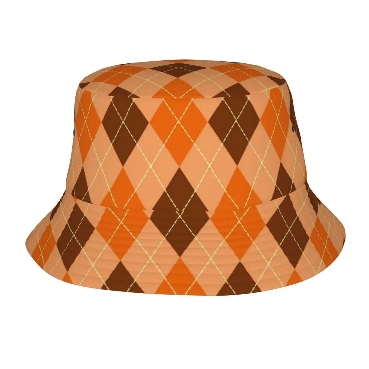 

Orange And Brown Buffalo Plaid Outdoor Fisherman Cap Beach Hats SunCaps Men Women Bucket Hat Panama Hats Bob Hats For Women