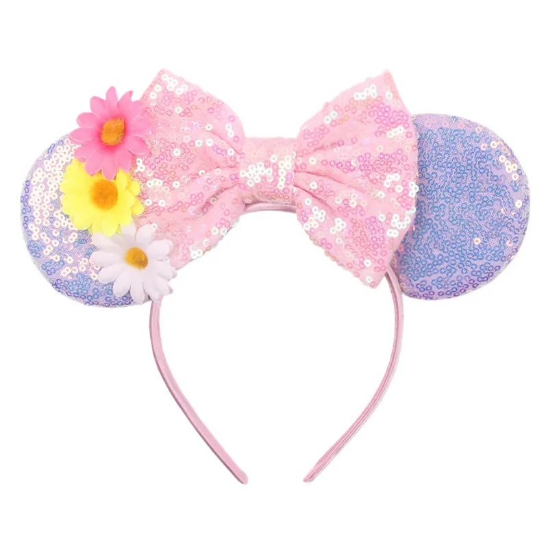 

Girls Bow Mouse Ear Hairband for Girls 5" Hair Bows Big Flip Sequins Ears Party Kids Princess Hair Accessories Headband Boutique