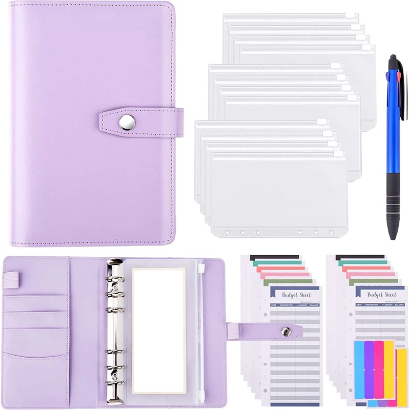 

Budget Binder,A6 Cash Storage Bag,Hard Shell PU Leather,Cheap Budget Preparation Organize Invoices and Save Money
