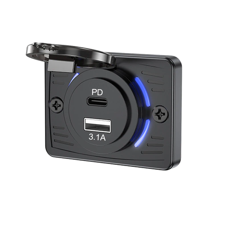 

НОВОЕ автомобильное зарядное устройство 12 В/24 В, розетка RV USB, двойная USB PD30W + QC3.0, панельное быстрое зарядное устройство для автомобиля, мотоцикла, грузовика, квадроцикла, лодки