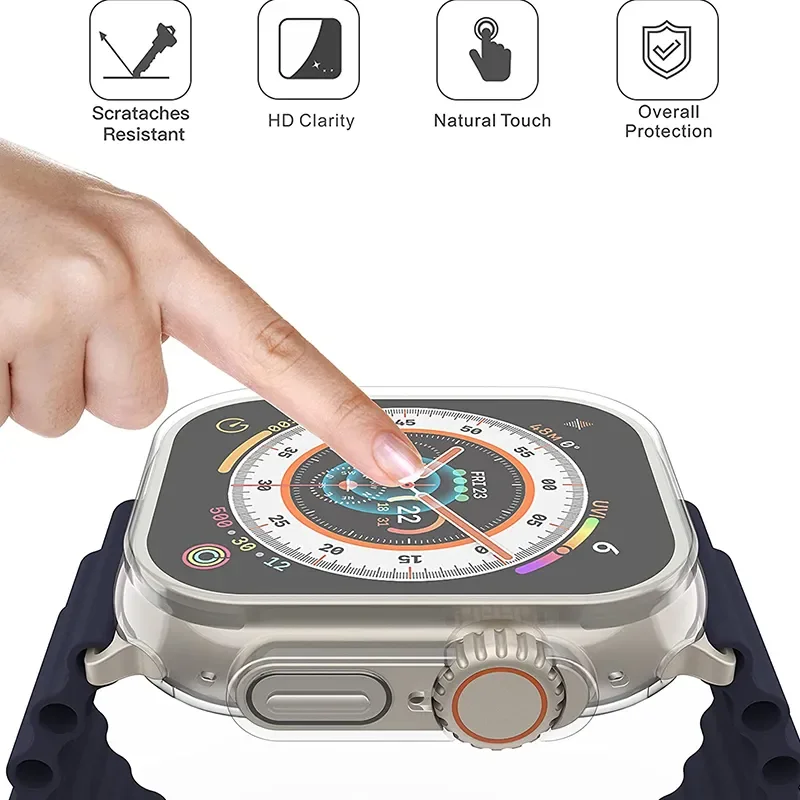 Фото Чехол из ТПУ для Apple Watch Ultra 49 мм, чехол-бампер с полным покрытием 360° для iWatch Ultra 49 мм, защитная пленка для экрана, защитный корпус №4