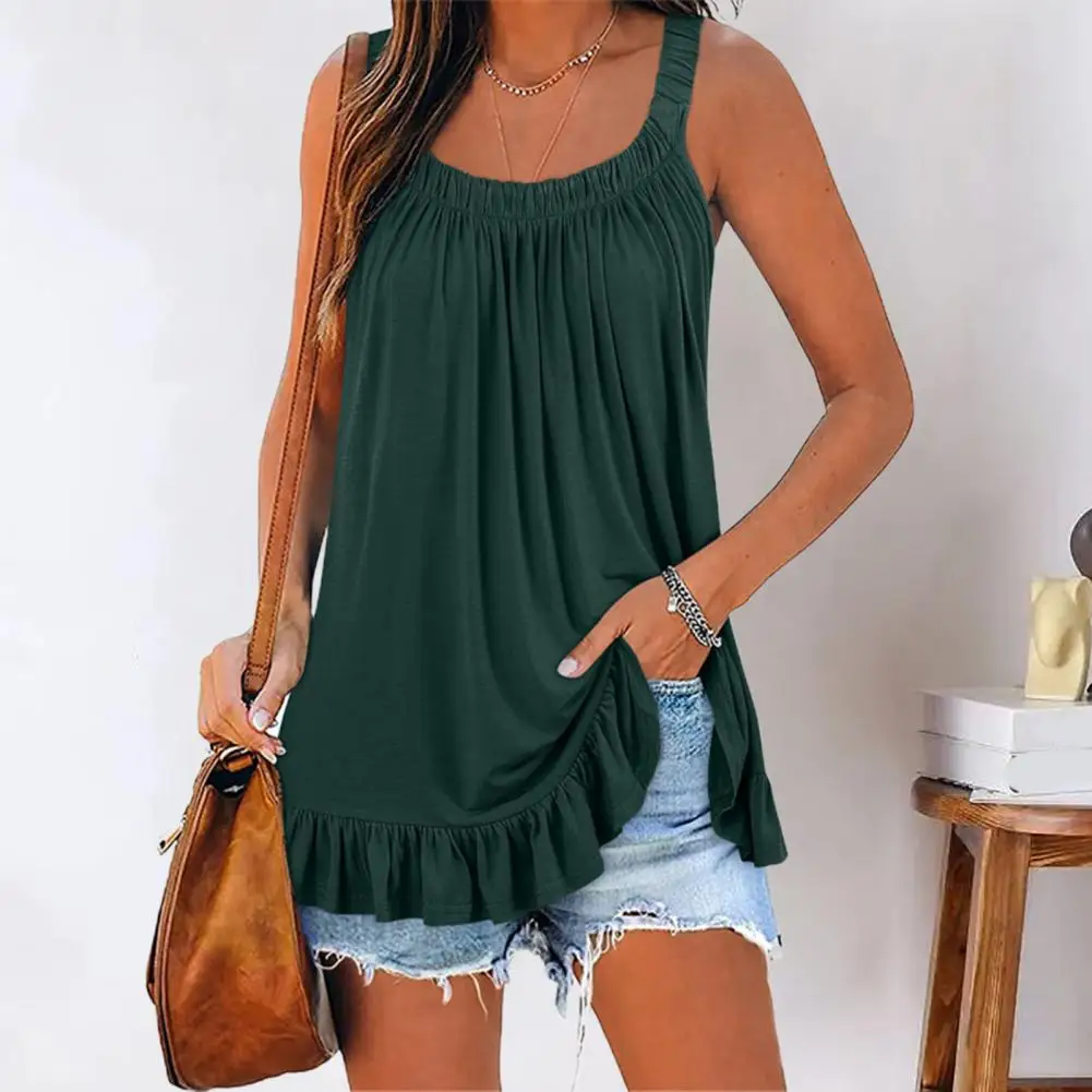 

Stylish Women's Pleated Sleeveless Vest Loose Fit Backless Design Quick Dry Fabric for Casual or Off-shoulder Looks