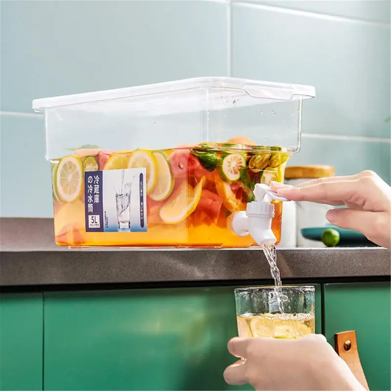 5L Cold Water Kettle With Tap Water Jugs Lemonade Container Large Capacity Leak Proof Teapot With Faucet Beverage Dispenser