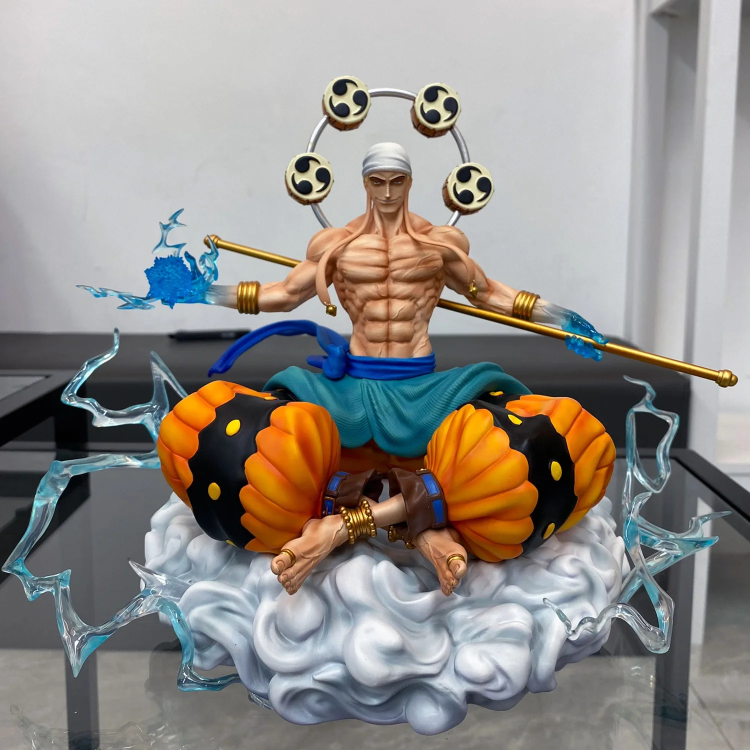 

23cm Anime One Piece Figure GK Sitting Posture Thor Enel God Sky Piea Enel Action Figure PVC Collectible Model Toys Doll Gifts