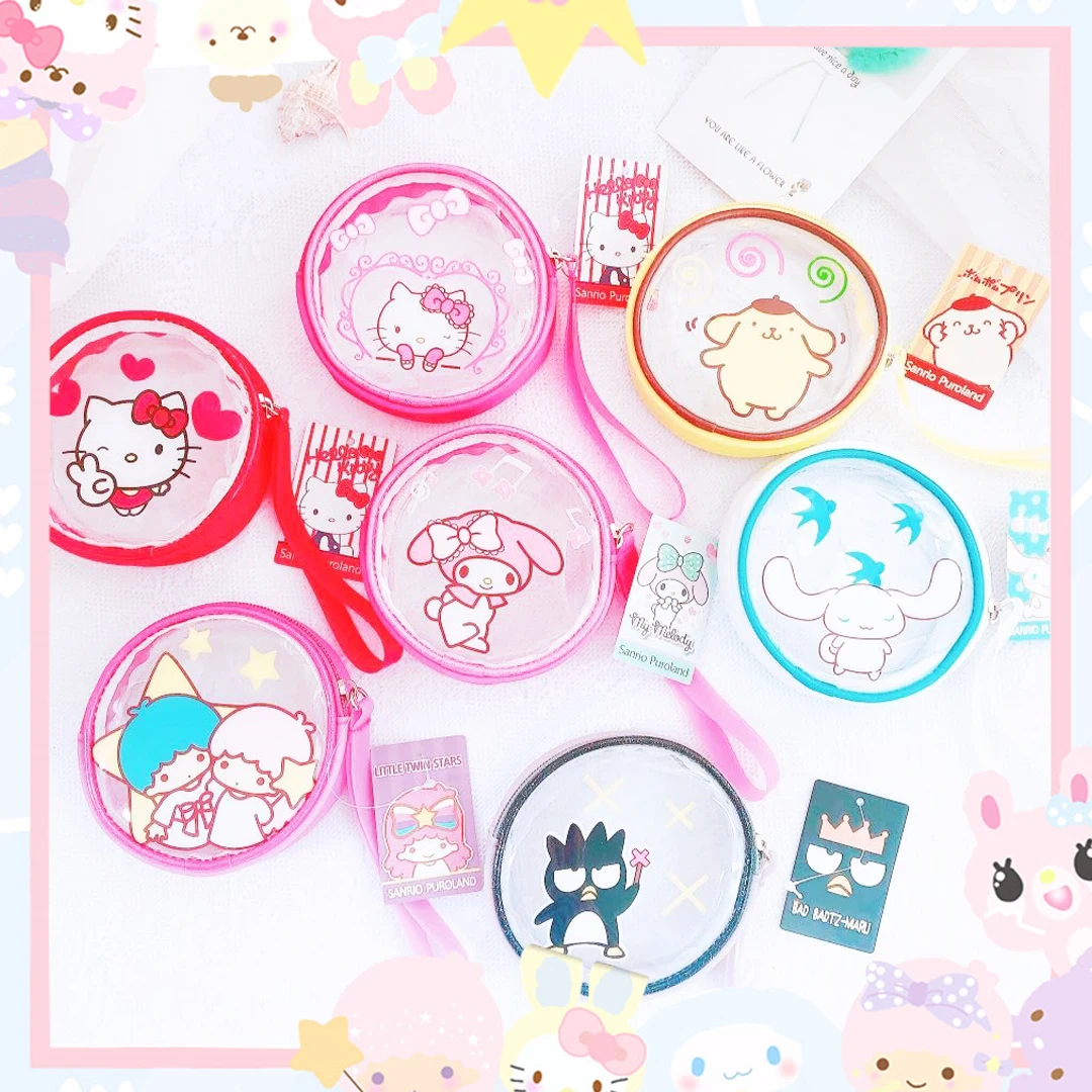 

Sanrioed сумка для монет кавайная прозрачная Водонепроницаемая Портативная сумка для хранения телефона для плавания аниме My Melody Kuromi Cinnamoroll подарки для девочек