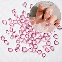 50pcs pink heart nail art rhinestone ice through bubble crystal stones nail decoration gems diy sweetheart manicure jewelry part