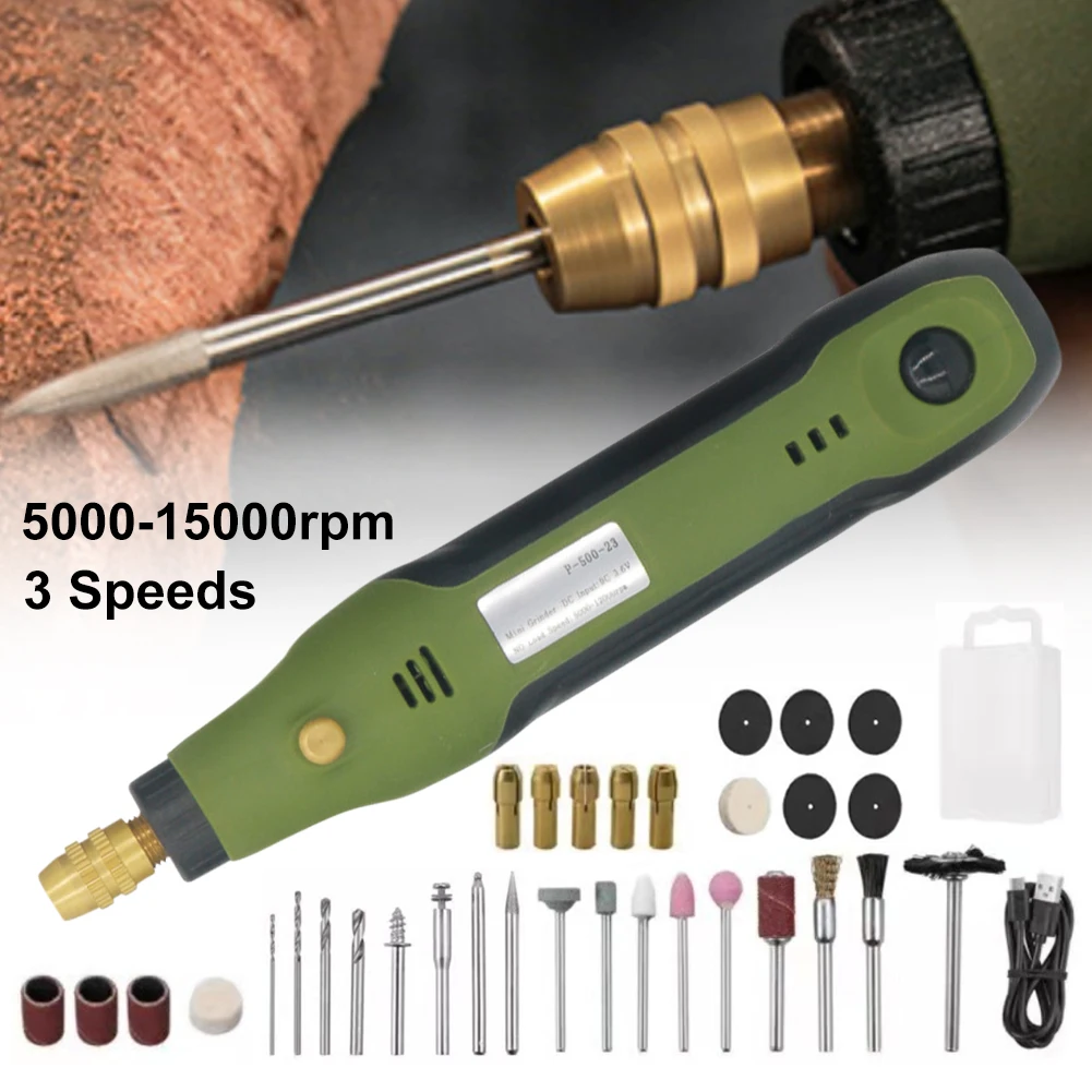 

3.6V Cordless Drill Rotary Tool 3 Variable Speed Mini Electric Engraving Pen 32pcs Accessories For Crafting Polishing Drilling