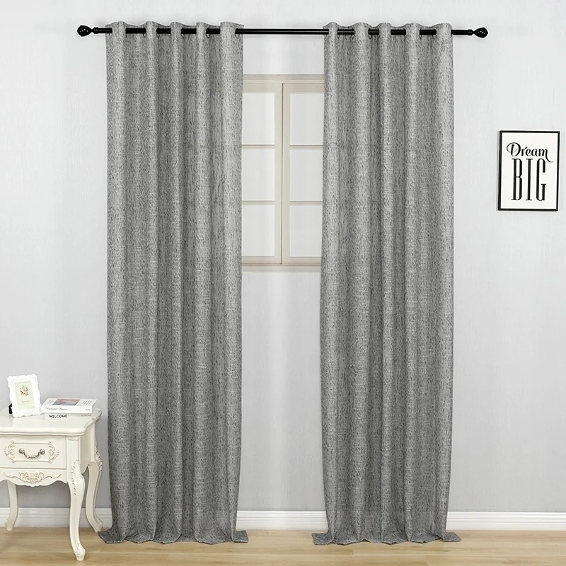 Rideaux de fenêtre en lin et Tulle, Texture grise, pour salon, chambre à coucher, cuisine, couleur unie, pour porte  (0)
