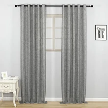 Rideaux de fenêtre en lin et Tulle, Texture grise, pour salon, chambre à coucher, cuisine, couleur unie, pour porte  (3)