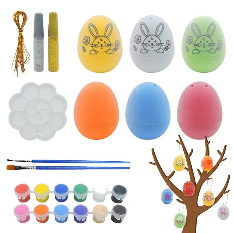

Набор для рисования пасхальных яиц кролика, игрушки «сделай сам» для рисования и окрашивания яиц, брелок, кольцо для ключей, подвеска, украшения