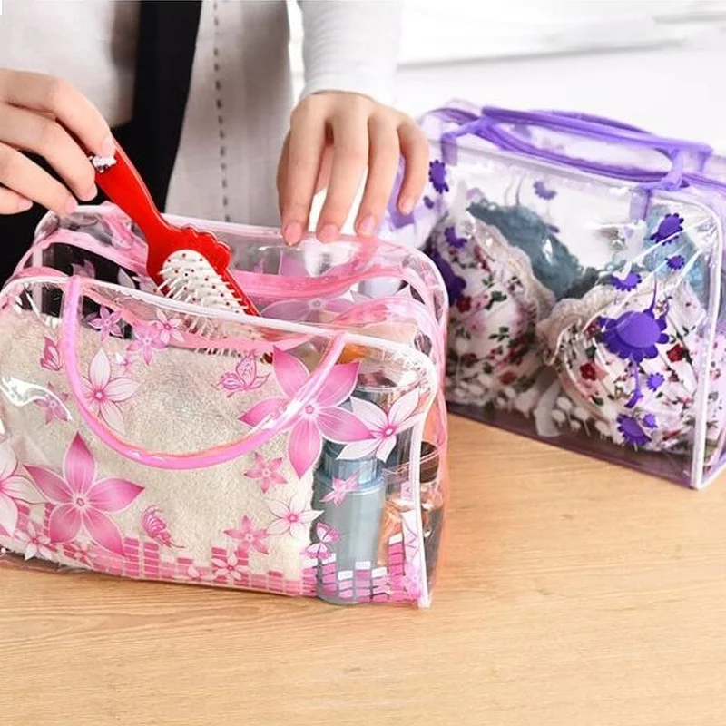 

Водонепроницаемая косметичка на молнии для красоты, цветов, Женская дорожная сумка для туалетных принадлежностей, прозрачная косметичка д...