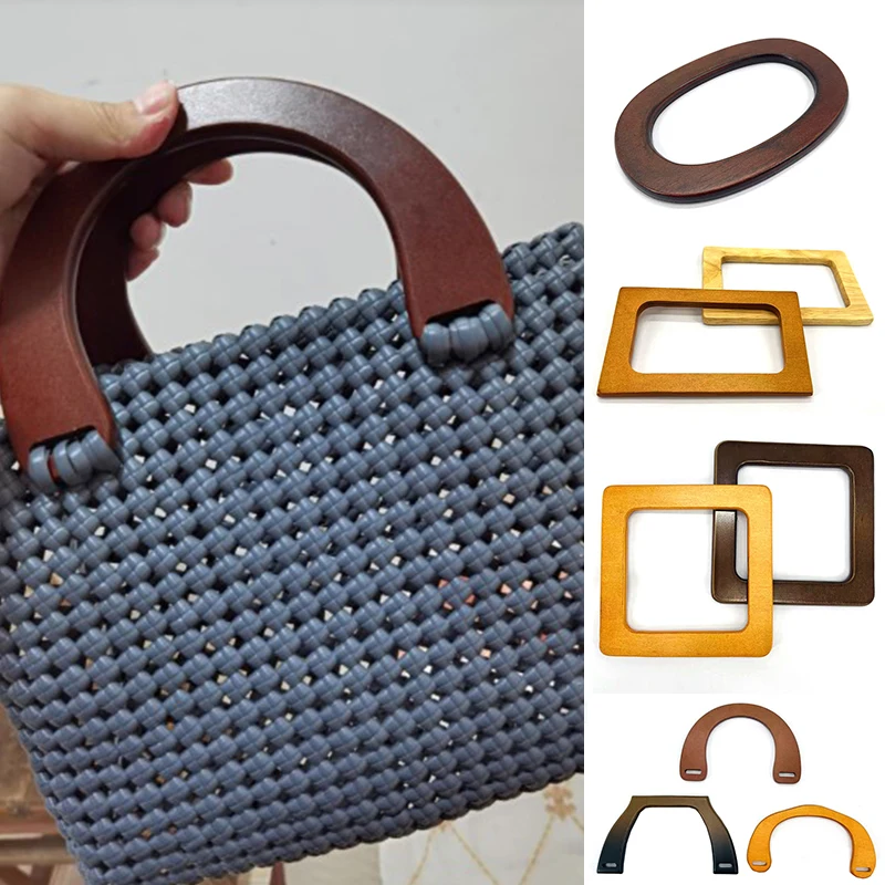 

1PC Round Handcrafted Nature Wooden Handle Bag Handle Replacement For DIY Making Purse Handbag Circle Handle Bags Accessories